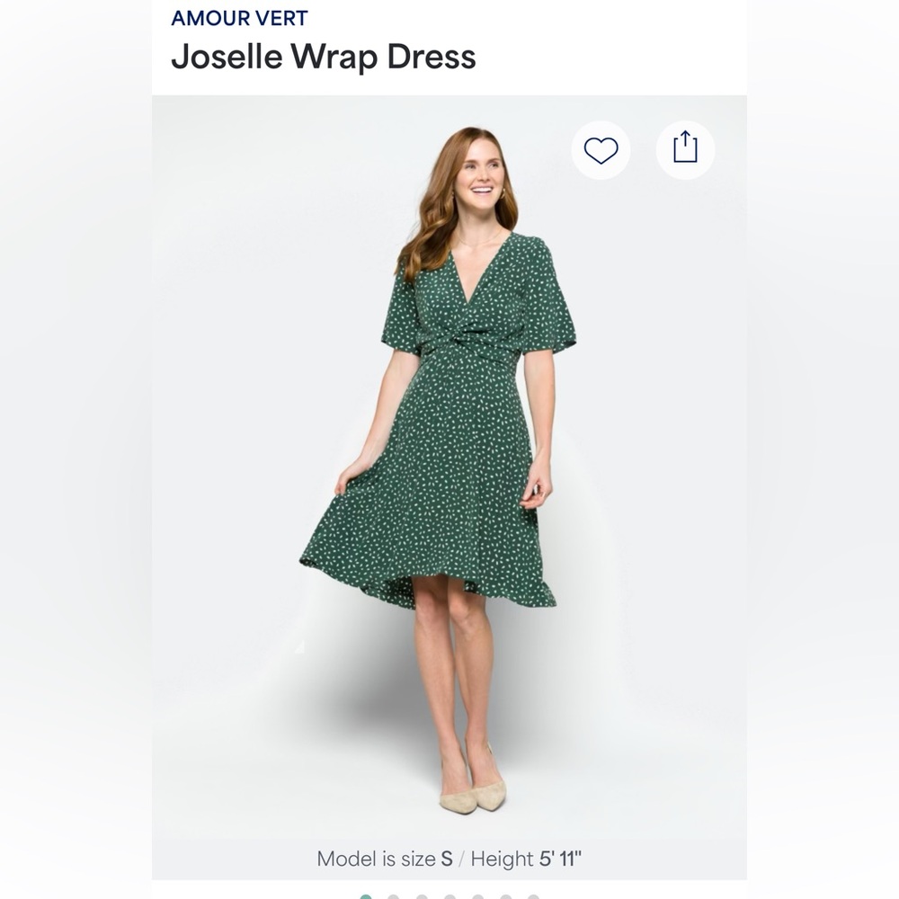 AMOUR VERT Joselle Wrap Dress
L | Dark Green